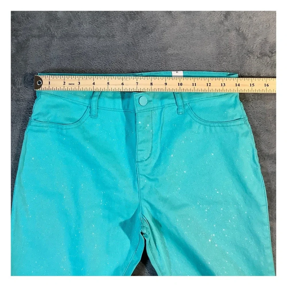 The Children's Place Girls Jeans Size 14 Seafrost Teal Silver Glitter NWT